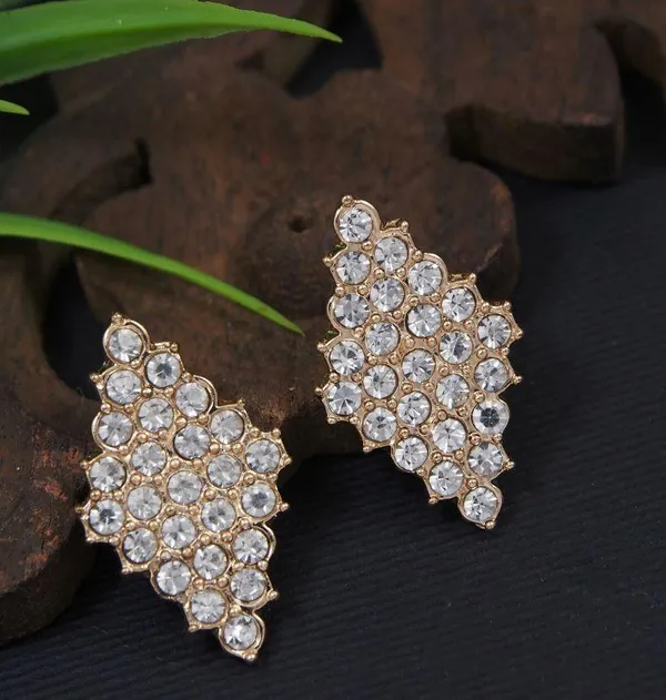 Gold_Plated_Triangle_Shaped_Stone_Studded_Western_Earring-WER_3377_For_Women_&_Girls