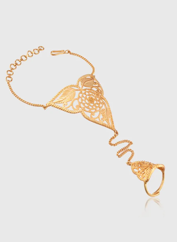 Gold-Plated_Triangular_Shaped_Haathpaan_with_Ring_for_Women_For_Women_&_Girls