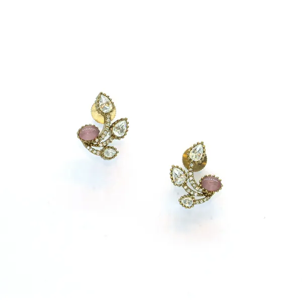 Gold-Plated_Vine-Shaped_Earrings_with_Green_and_Crystal_Acce_For_Women_&_Girls