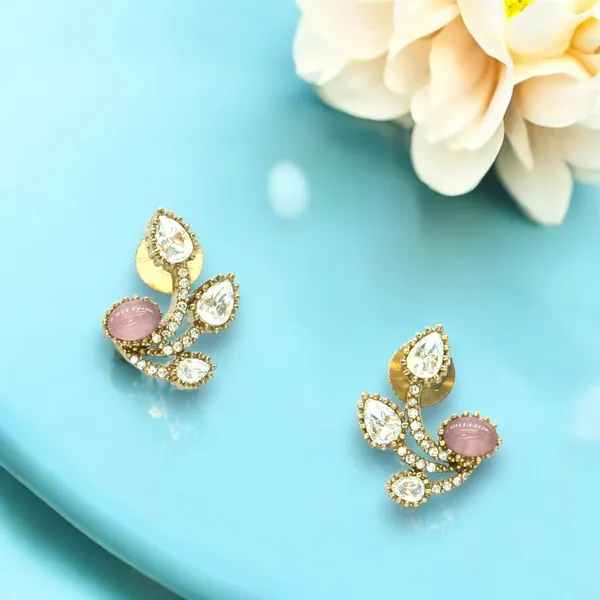 Gold-Plated_Vine-Shaped_Earrings_with_Green_and_Crystal_Acce_For_Women_&_Girls