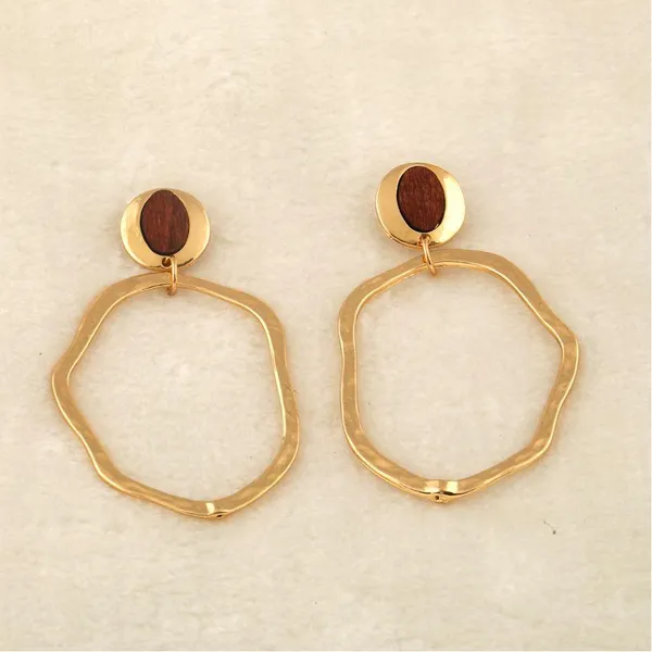 Gold_Plated_Wavy_Organic_Shape_Drop_Stud_Earring-WER_526_For_Women_&_Girls