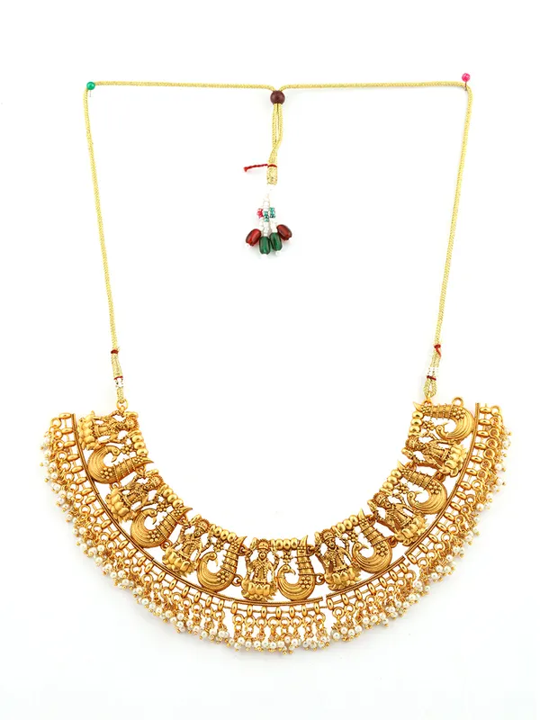 Gold-Tone_Temple_Necklace_and_Earrings_Set__-_Traditional_Indian_Jewelry_Set_For_Women_&_Girls