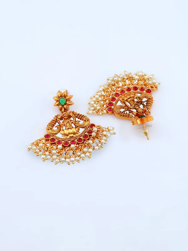 Gold-Tone_Temple_Necklace_and_Earrings_Set__-_Traditional_Indian_Jewelry_Set_For_Women_&_Girls