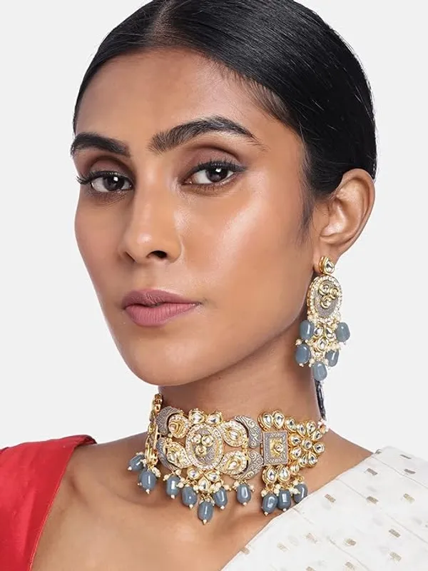 Gold_Toned_Kundan_And_Gray_Enamel_Jewelry_Set_For_Women_&_Girls