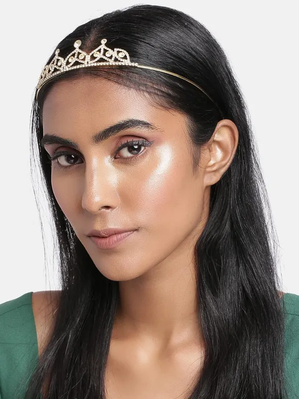Gold-Toned_Rhinestone_Hairband_For_Women_For_Women_&_Girls