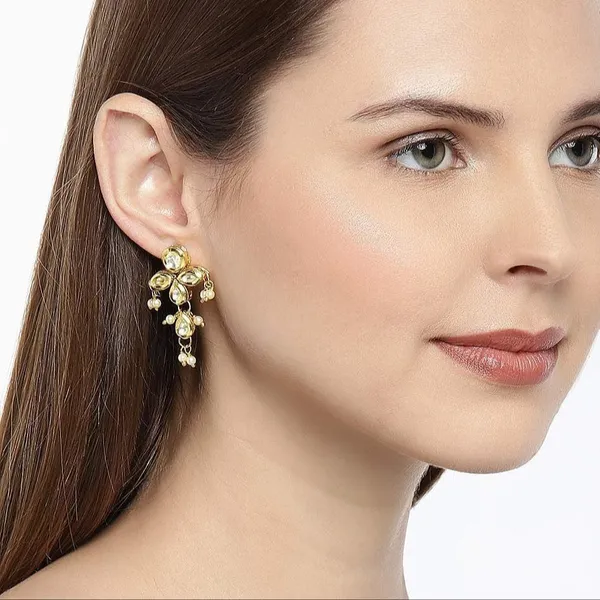 Gold-Toned_White_Classic_Drop_Earrings_For_Women_&_Girls