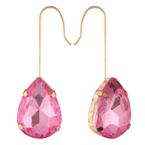 GoldToned_Pink_Oval_Drop_Earrings_For_Women_&_Girls