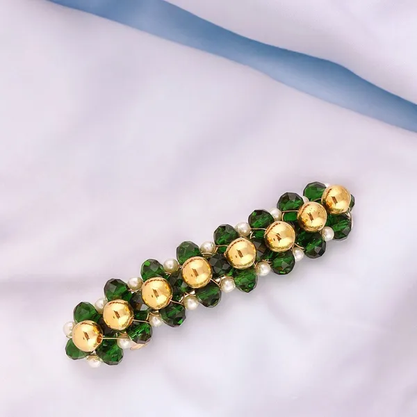 Emerald_Green_And_Gold_Beaded_Hair_Pin_For_Women_&_Girls