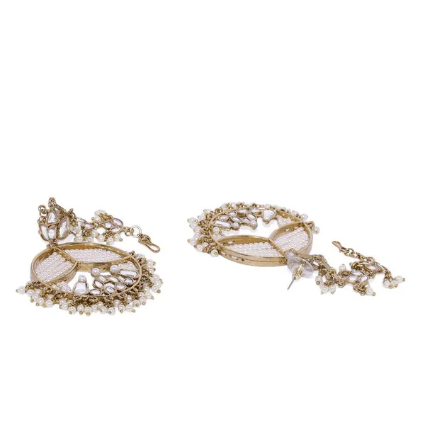 GoldToned_White_Circular_Drop_Earrings_For_Women_&_Girls
