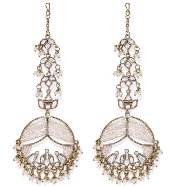 GoldToned_White_Circular_Drop_Earrings_For_Women_&_Girls