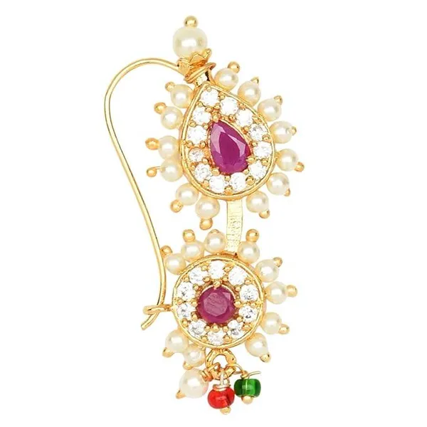 Gold-Plated_American_Diamond_Ad_Stone_Floral_Design_Banu_Nath_Maharashtrian_Nath(Piercing_Required)_For_Women_&_Girls