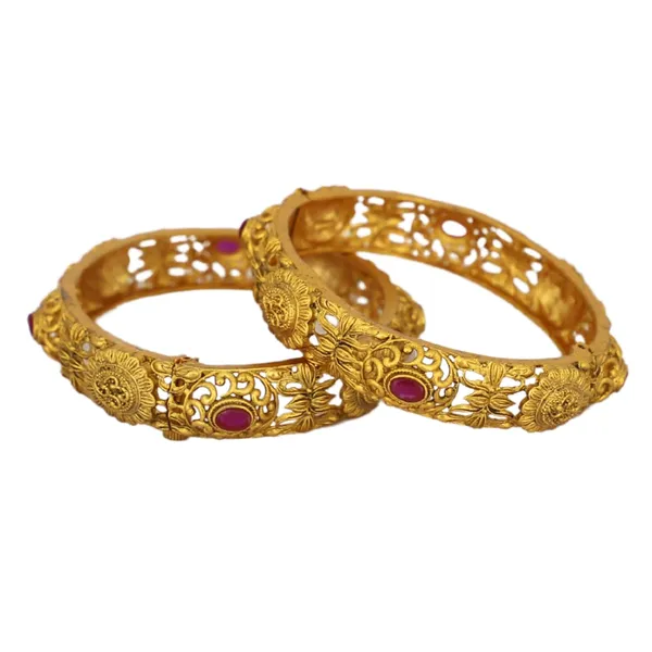 Trendisia_Antique_Gold-Plated_Bangles_with_Floral_Filigree_&_Ruby_Stone_Accents_For_Women_&_Girls