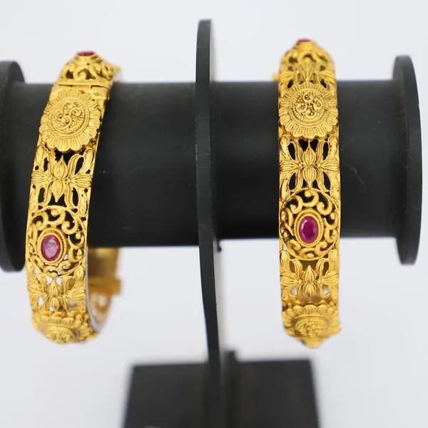 Trendisia_Antique_Gold-Plated_Bangles_with_Floral_Filigree_&_Ruby_Stone_Accents_For_Women_&_Girls
