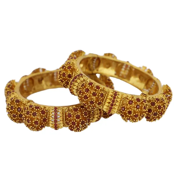 Trendisia_Antique_Gold-Plated_Bangles_with_Intricate_Beaded_Detailing_&_Ruby_Accents_For_Women_&_Girls
