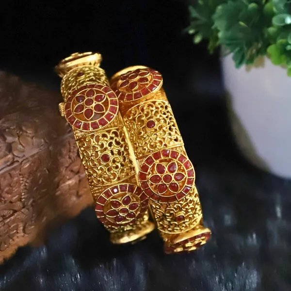 Trendisia_Antique_Gold-Plated_Filigree_Bangles_with_Floral_Disc_Motifs_&_Ruby_Stones_For_Women_&_Girls