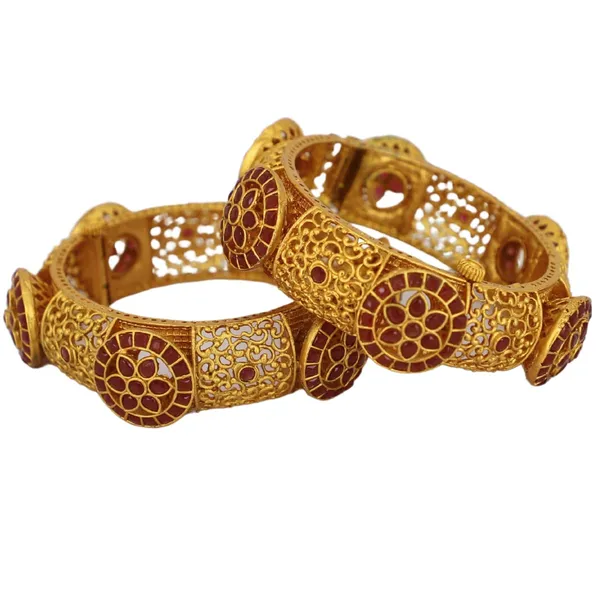 Trendisia_Antique_Gold-Plated_Filigree_Bangles_with_Floral_Disc_Motifs_&_Ruby_Stones_For_Women_&_Girls