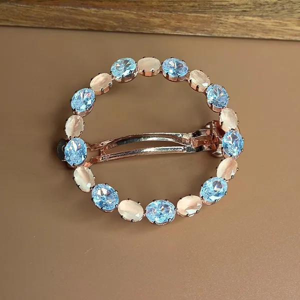 Trendisia_Elegant_Rose_Gold_Round_Hair_Clip_–Oval_Crystal_Barrette_For_Women_&_Girls