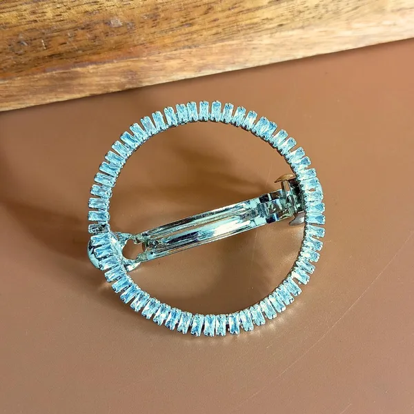Trendisia_Elegant_Round_Crystal_Hair_Clip_–_Silver-Tone_Barrette_with_Baguette-Cut_Stones_For_Women_&_Girls