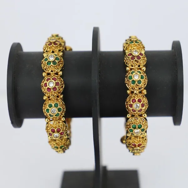 Trendisia_Gold-Plated_Floral_Filigree_Bangles_with_Colorful_Kemp_Stones_For_Women_&_Girls