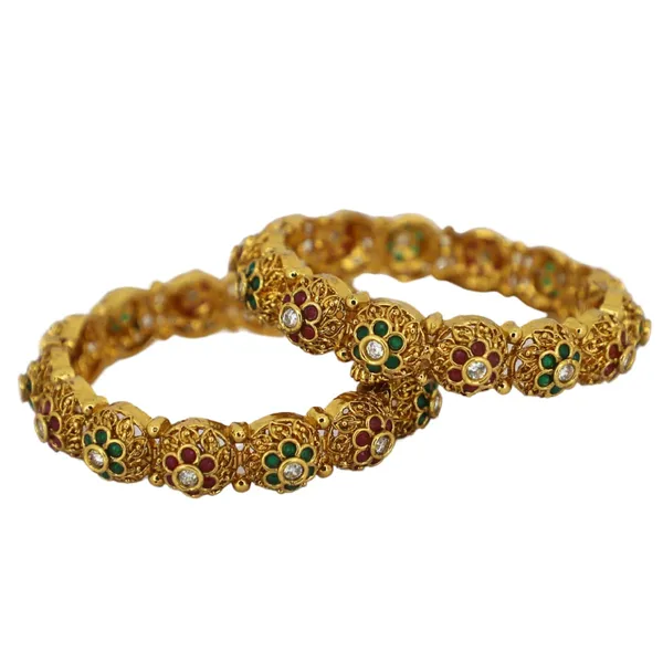 Trendisia_Gold-Plated_Floral_Filigree_Bangles_with_Colorful_Kemp_Stones_For_Women_&_Girls