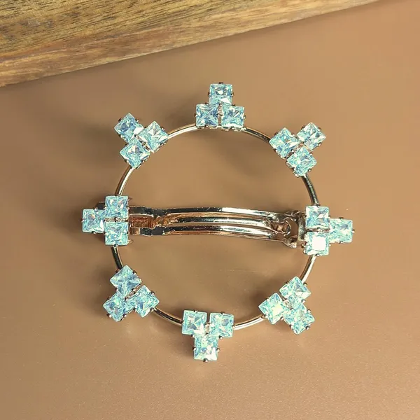 Trendisia_Luxury_Round_Crystal_Hair_Clip_Ã¢â‚¬â€œ_Rose_Gold_Barrette_with_Square-Cut_Stones_For_Women_&_Girls