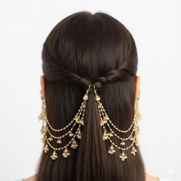 JWELLA_Traditional_Gold_Plated_Alloy_Ear_Chain_Pair_with_Kundan_&_Pearl_Dangling_Design_|_3_Layer_Bridal_Kanser_for_Women_|_Festive_Ethnic_Ear_Accessory_Jewelry