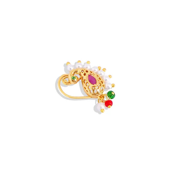 Gold-Plated_Cz_Studded_Beaded_Nath_Nosepin_For_Women_&_Girls