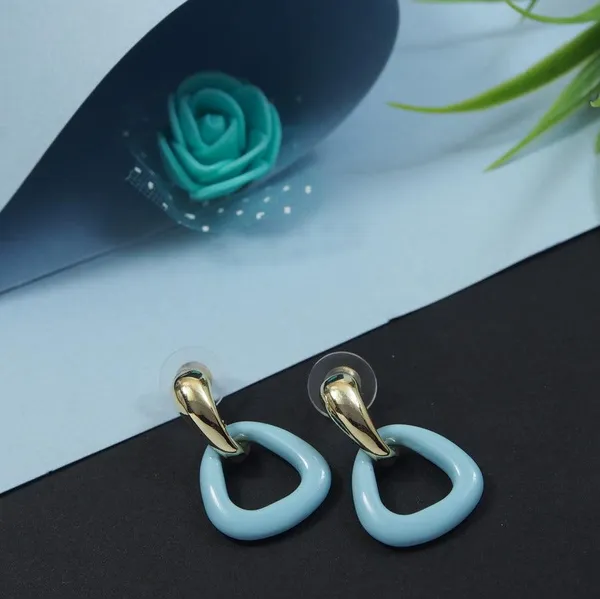 Korean_Blue_Triangle_Drop_Earring-_KRNER_4663_For_Women_&_Girls