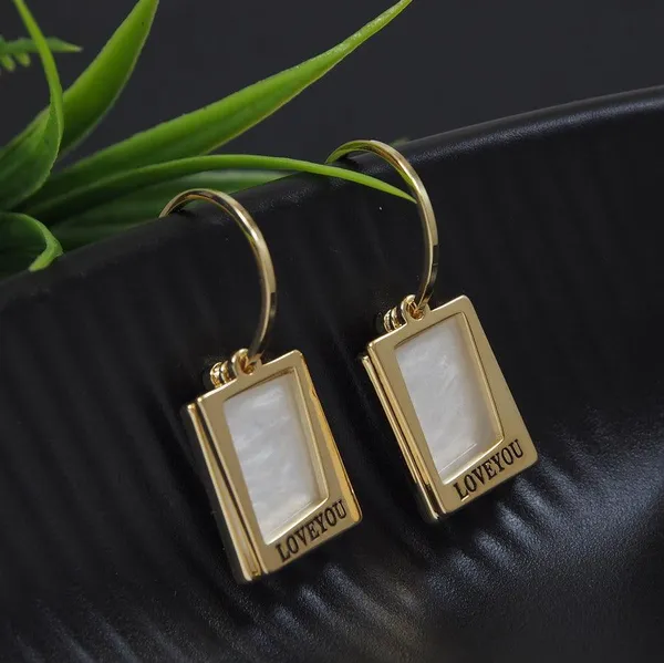 Korean_Gold_Plated_Double_Rectangular_White_Hoops_Earring-_KRNER_4645_For_Women_&_Girls