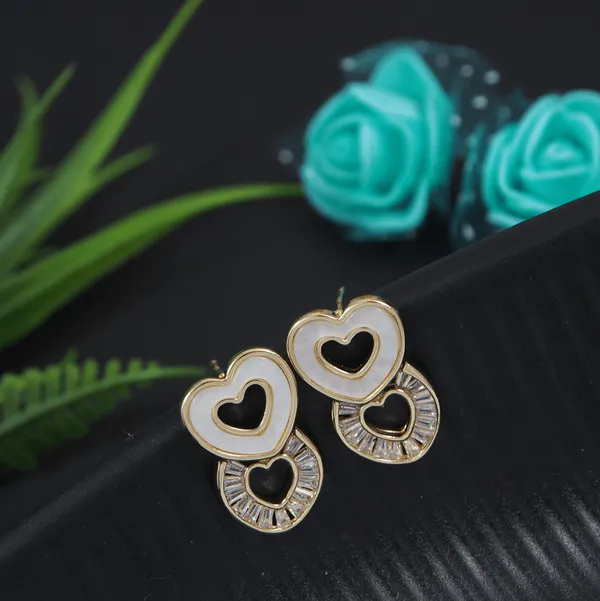 Korean_Gold_Plated_Dual_Heart_Shaped_Drop_Earring-_KRNER_3165_For_Women_&_Girls