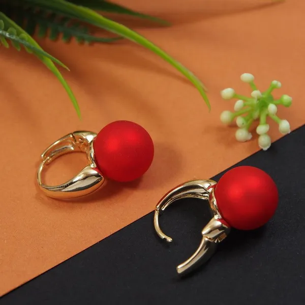 Korean_Gold_Plated_Red_Pearl_Hoops_Earring-_KRNER_4653_For_Women_&_Girls