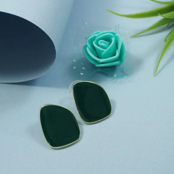 Korean_Gold_Plated_Teal_Green_Ceramic_Plate_Stud_Earring-_KRNER_4644_For_Women_&_Girls
