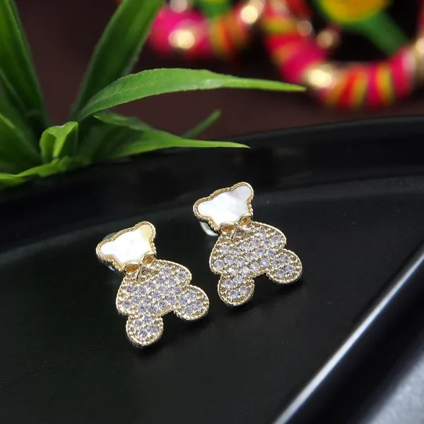 Korean_Gold_Plated_Teddy_Bear_Shaped_Stud_Earring-_KRNER_2945_For_Women_&_Girls