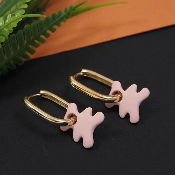Korean_Pink_Coloured_Inlaid_Teddy_Shaped_Hoops_Earring-_KRNER_4667_For_Women_&_Girls
