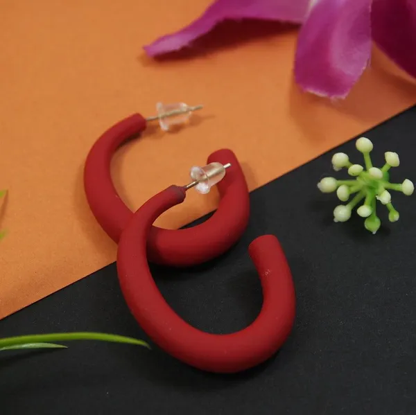 Korean_Red_Coloured_Hoops_Earring-_KRNER_4656_For_Women_&_Girls