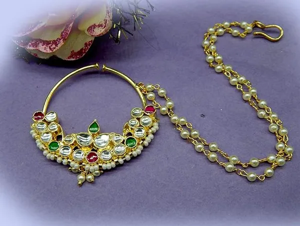 Kundan_and_Pearl_Bridal_Nath_with_Multi-Color_Stones_For_Women_&_Girls