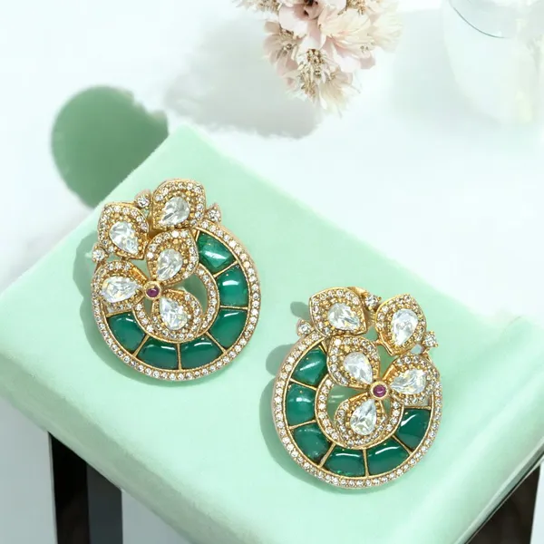 Luxurious_Gold-Plated_Floral_Drop_Earrings_with_Ruby_Accents_For_Women_&_Girls
