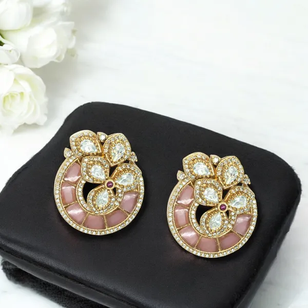 Luxurious_Gold-Plated_Floral_Drop_Earrings_with_Ruby_Accents_For_Women_&_Girls