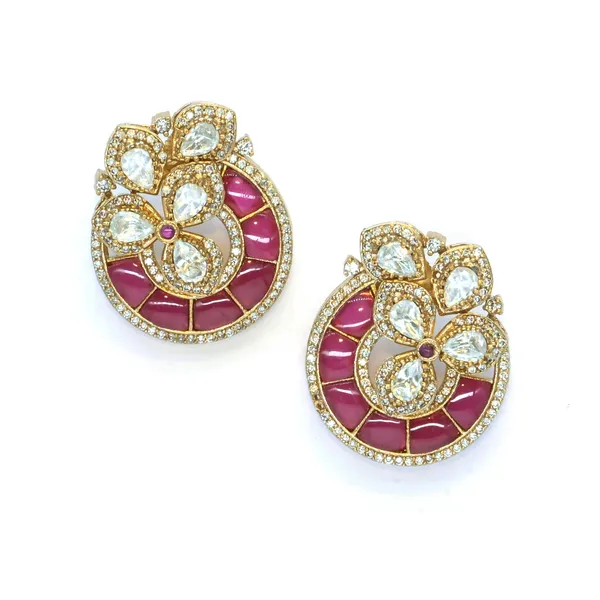 Luxurious_Gold-Plated_Floral_Drop_Earrings_with_Ruby_Accents_For_Women_&_Girls