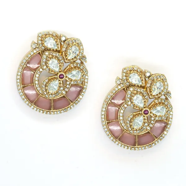 Luxurious_Gold-Plated_Floral_Drop_Earrings_with_Ruby_Accents_For_Women_&_Girls