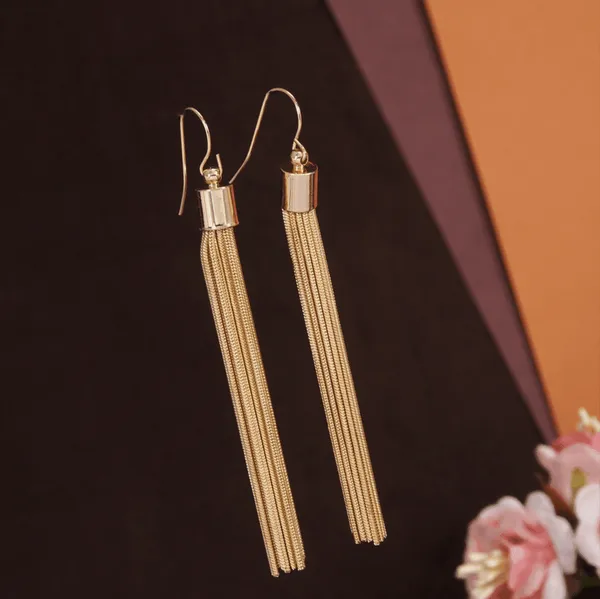 Gold_Plated_Chain_Dangle_Earrings_For_Women_&_Girls