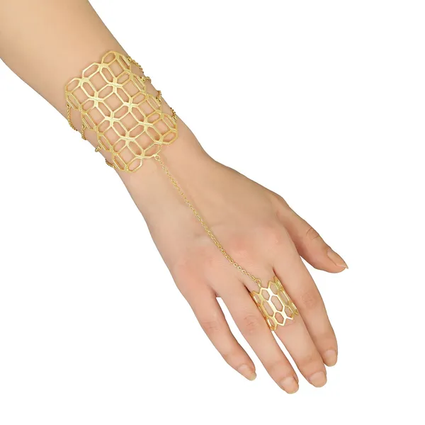 Matt_Gold_Finish_Designer_Haathphool_with_Ring_for_Women_For_Women_&_Girls
