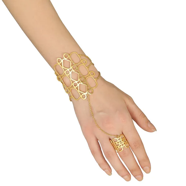 Matt_Gold_Finish_Haathphool_with_Ring_for_Women_For_Women_&_Girls