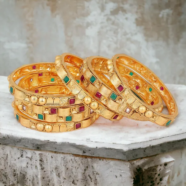 Matte_Gold_Plated_Festive_Bangle_Pack_of_6__For_Women_&_Girls