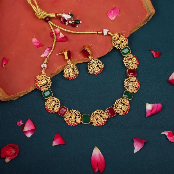 Matt_Gold-Plated_Light_Weight_Elegant_Ruby_Green_Stone_Temp_For_Women_&_Girls