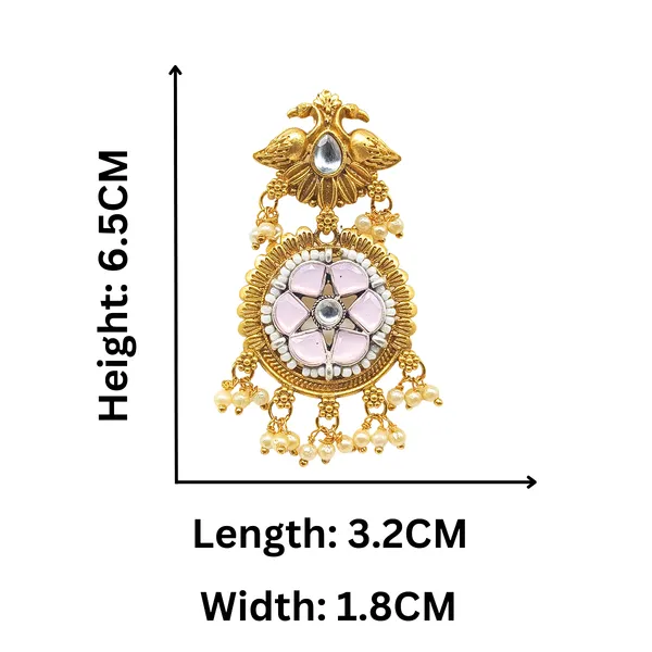 Matte_Gold_Plated_Semi_Precious_Pink_Stones_Studded_Peacock_For_Women_&_Girls