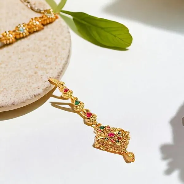 Red_Green_Stone_Gold_Plated_Maangtikka_For_Women_&_Girls