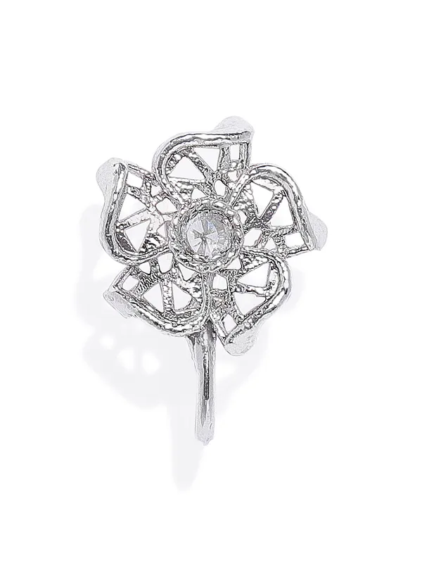 Traditional_Silver_Plated_Floral_Shape_Clip_On_Nose_Pin_For_For_Women_&_Girls