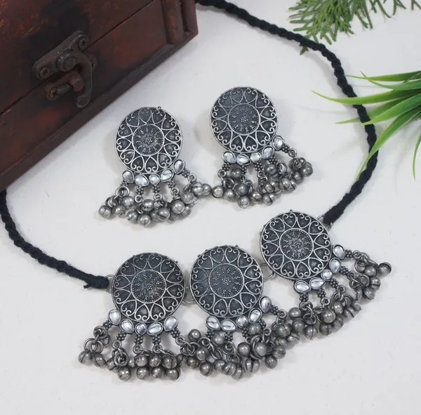 Antique_Oxidised_Silver_Plated_Necklace_Set_-_OXDNK_5401_For_Women_&_Girls