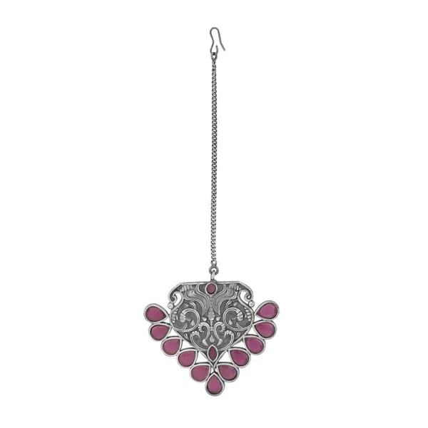 Antique_Silver_Plated_Oxidised_Kemp_Stone_Studded_Maang_Tikk_For_Women_&_Girls